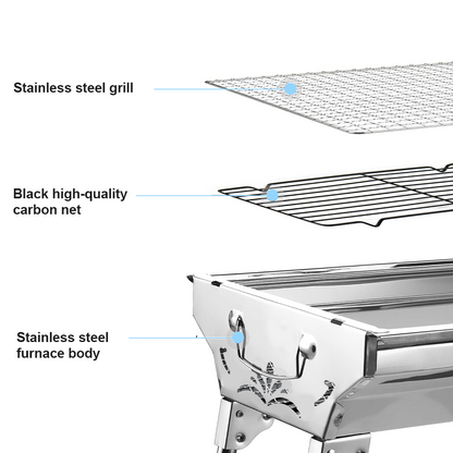 Portable Charcoal Grill Stainless Steel BBQ for Camping