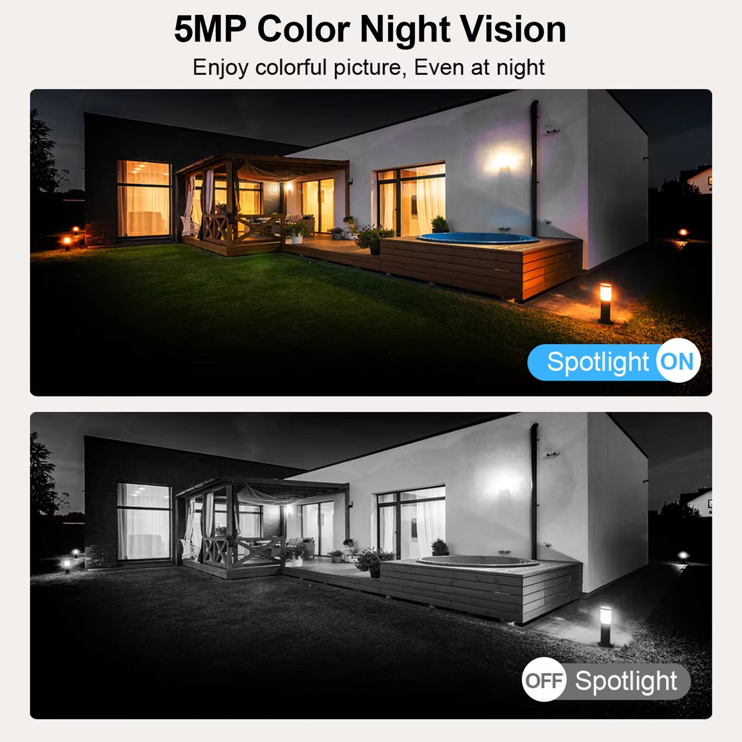 Solar-Powered 5MP Camera - Full Color Night Vision, Alexa Ready