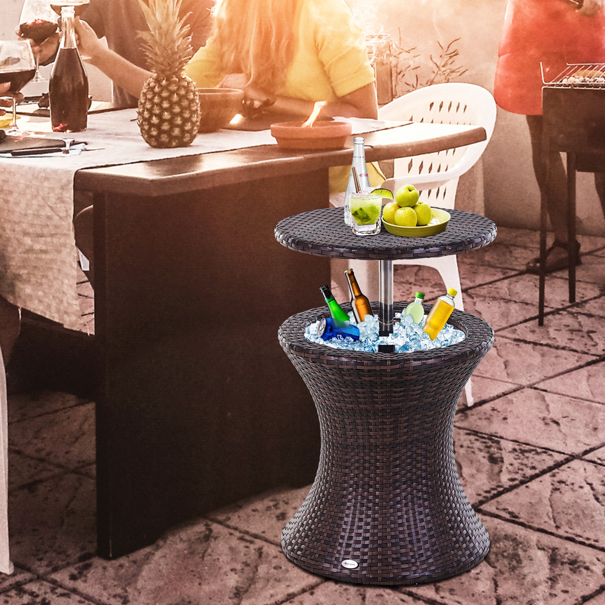 3-in-1 Rattan Cooler Table - Perfect for Outdoor Parties