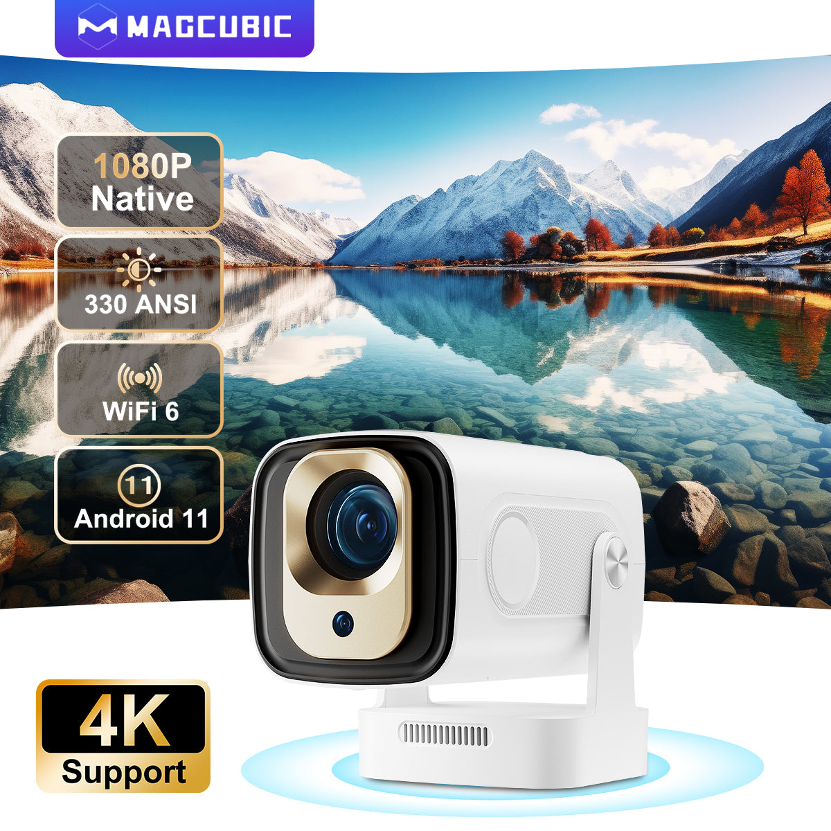 Magcubic HY310 4K Projector: Portable, 330 ANSI, Android 11