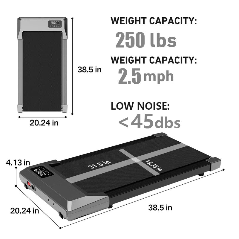 2in1 Walking Pad: Quiet, Portable Treadmill for Home & Office