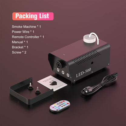 U'King 500W RGB LED Fog Machine with Remote for Halloween