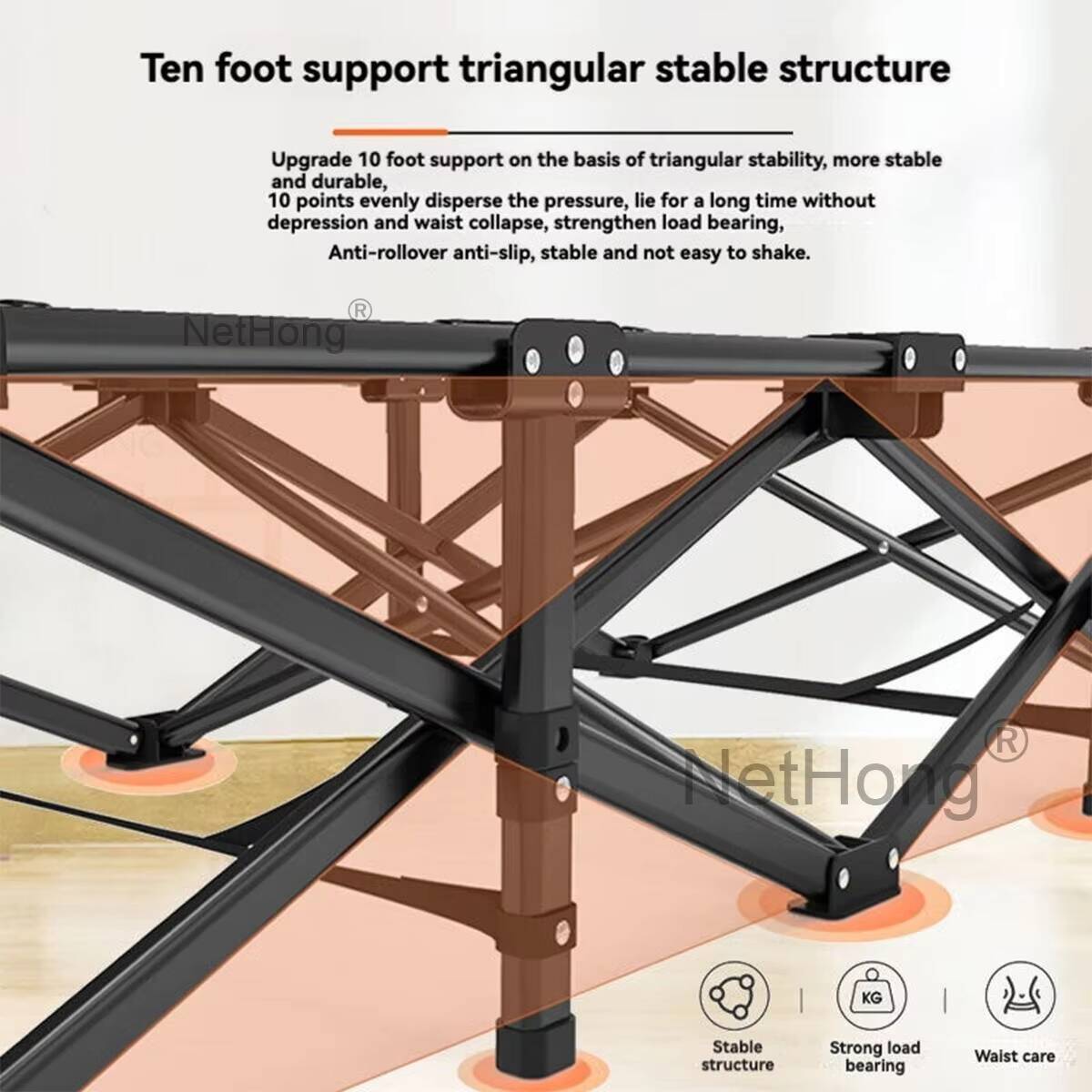 Heavy-Duty Portable Camping Folding Sleeping Bed With Mattress