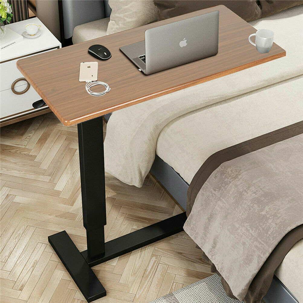 Adjustable Laptop Desk - Rolling Overbed Table with Wheels