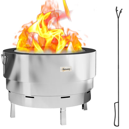 Stainless Steel Fire Pit with Grill - Portable & Foldable Design
