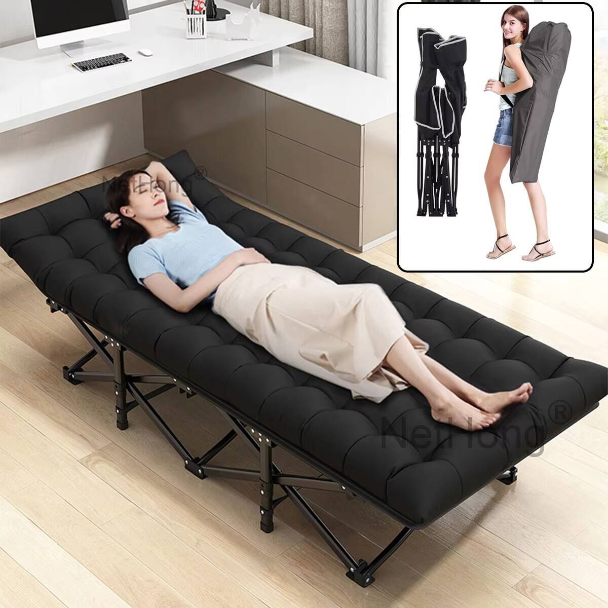 Heavy-Duty Portable Camping Folding Sleeping Bed With Mattress