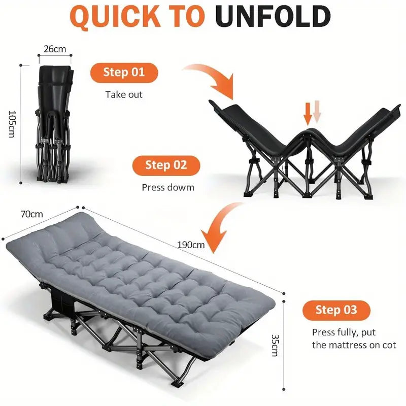 Heavy-Duty Portable Camping Folding Sleeping Bed With Mattress