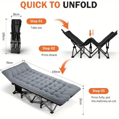 Heavy-Duty Portable Camping Folding Sleeping Bed With Mattress