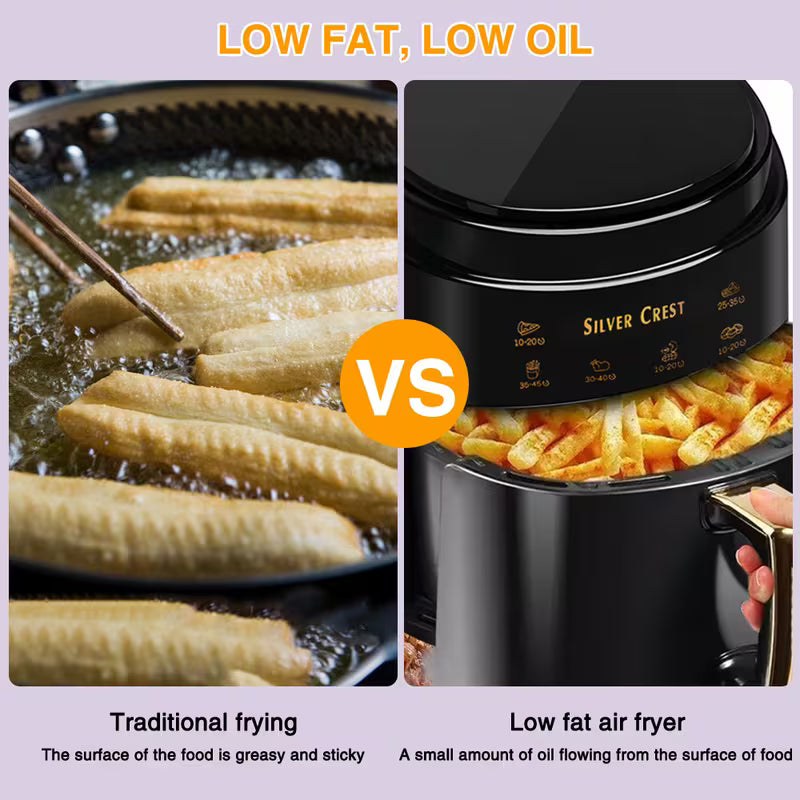 8L Black Portable Air Fryer Oven