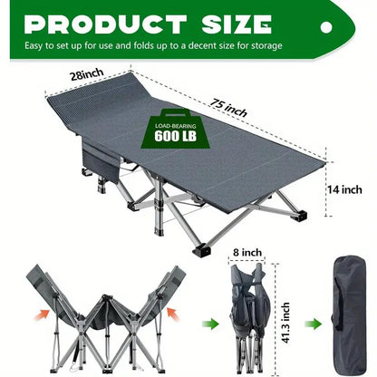 Heavy-Duty Portable Camping Folding Sleeping Bed With Mattress