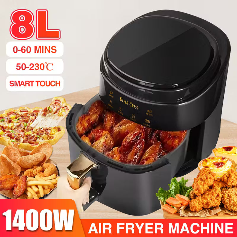 8L Black Portable Air Fryer Oven