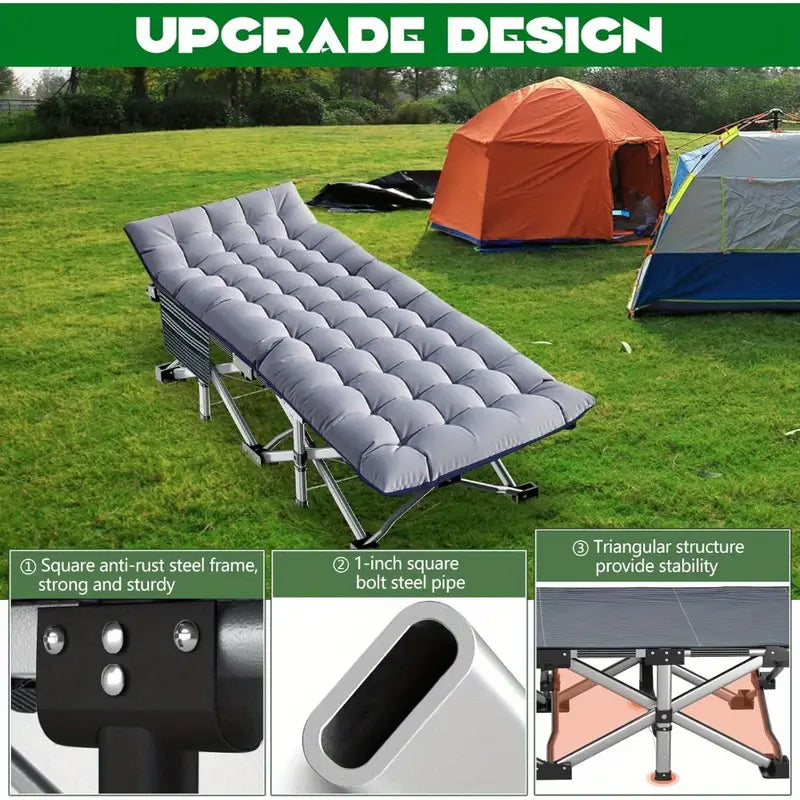 Heavy-Duty Portable Camping Folding Sleeping Bed With Mattress